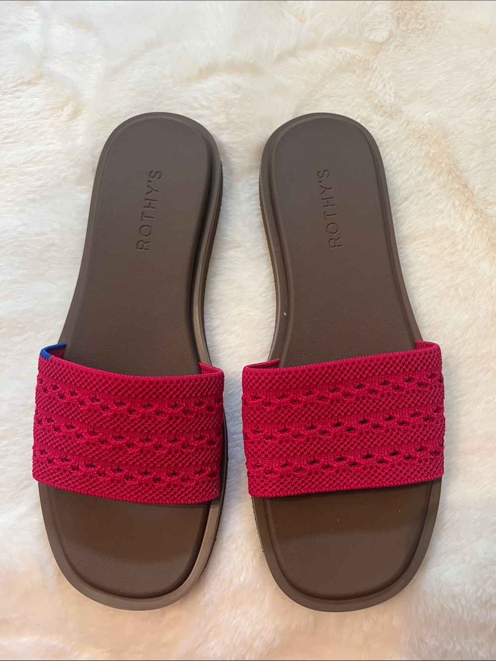 Rothy's Women's Faziya Slide Sandals — Black and Fuschia - Picture 2 of 3